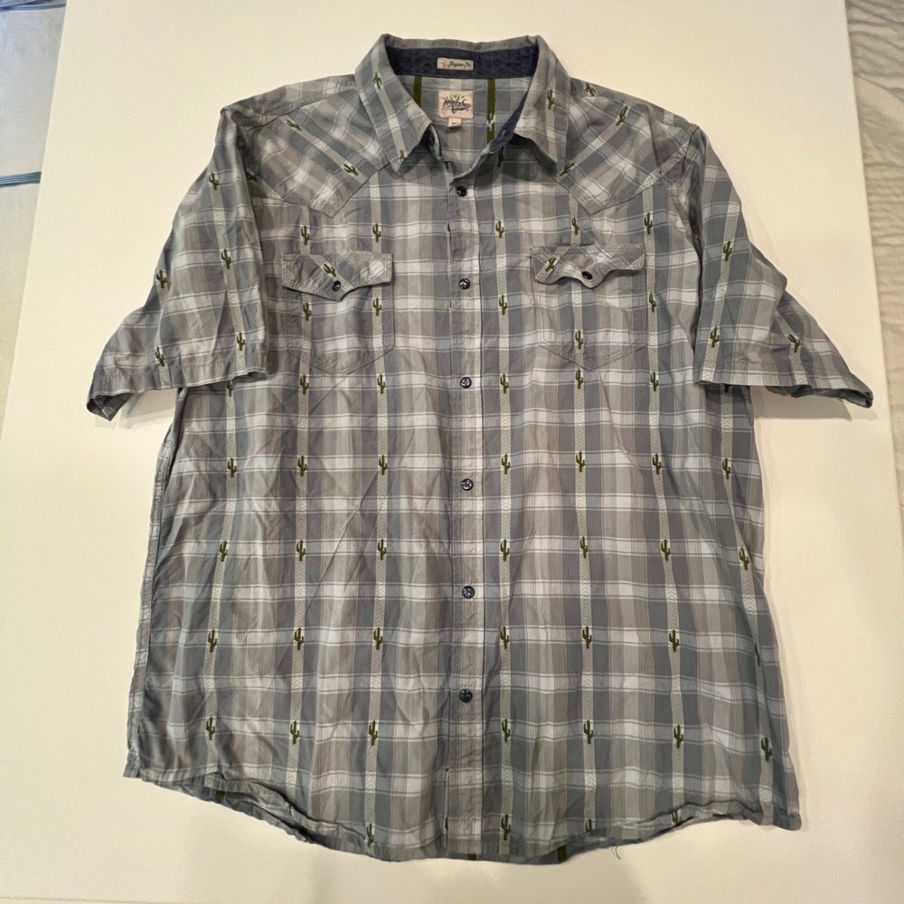 Moonshine Spirits Brad Paisley Mens XXL Plaid Cactus Western Snap Shirt